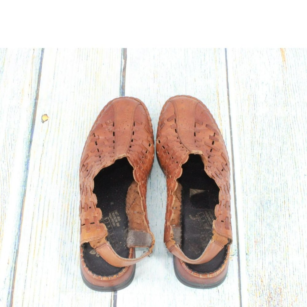Rieker Brown Leather Slip On Slingback Low Ankle Heel Shoes Size 40 US 8.5 - Picture 7 of 9